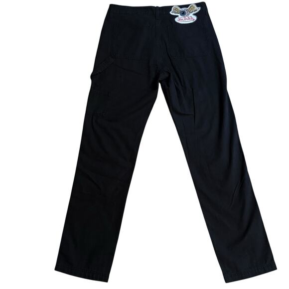 NWT Von Dutch Black Cotton Carpenter Flying Eyeball Embroidered Jeans 30x32 - Picture 2 of 6
